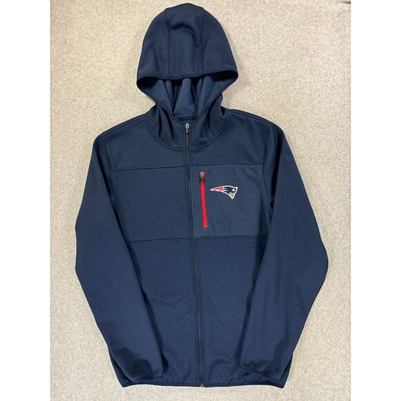 New England Patriots NFL Stitched Logo Hoodie‎ Jacket (Men's Medium) Blue - Picture 1 of 11